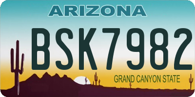 AZ license plate BSK7982
