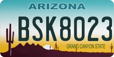 AZ license plate BSK8023
