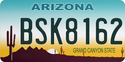 AZ license plate BSK8162