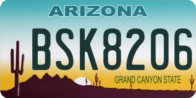 AZ license plate BSK8206