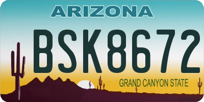 AZ license plate BSK8672