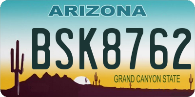 AZ license plate BSK8762