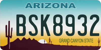 AZ license plate BSK8932