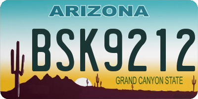 AZ license plate BSK9212