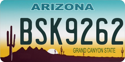 AZ license plate BSK9262