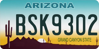 AZ license plate BSK9302