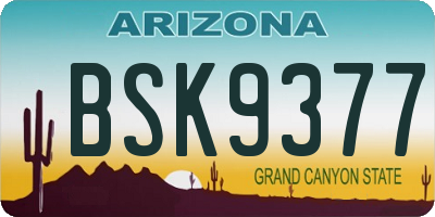 AZ license plate BSK9377