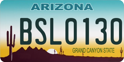 AZ license plate BSL0130
