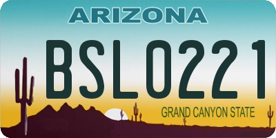 AZ license plate BSL0221