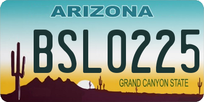 AZ license plate BSL0225
