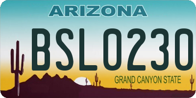 AZ license plate BSL0230
