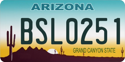 AZ license plate BSL0251
