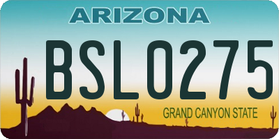 AZ license plate BSL0275
