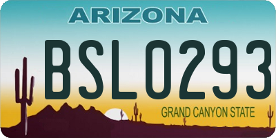 AZ license plate BSL0293