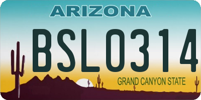 AZ license plate BSL0314