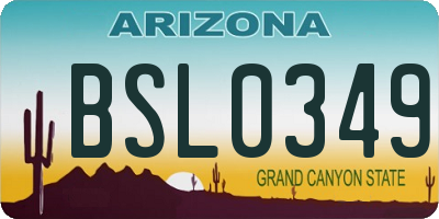 AZ license plate BSL0349