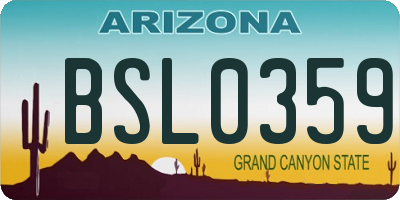 AZ license plate BSL0359