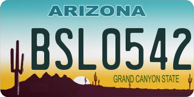AZ license plate BSL0542
