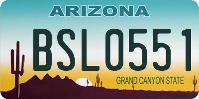 AZ license plate BSL0551