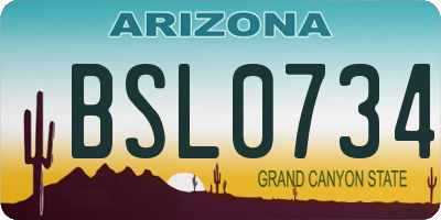 AZ license plate BSL0734