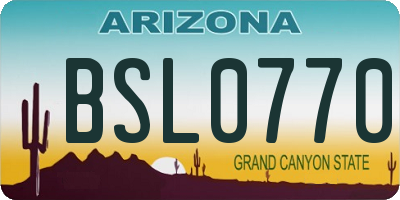 AZ license plate BSL0770