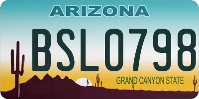 AZ license plate BSL0798