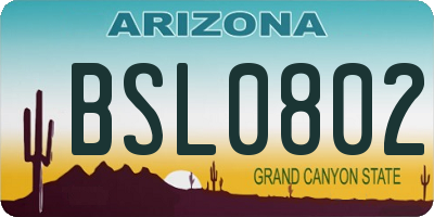 AZ license plate BSL0802