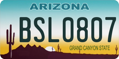 AZ license plate BSL0807