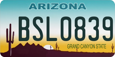 AZ license plate BSL0839