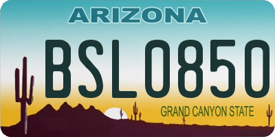 AZ license plate BSL0850
