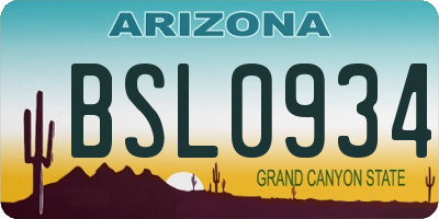 AZ license plate BSL0934