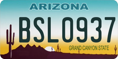AZ license plate BSL0937