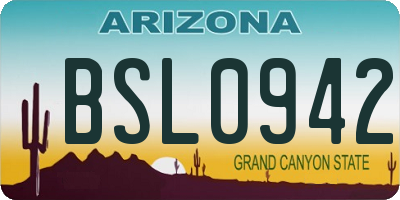 AZ license plate BSL0942