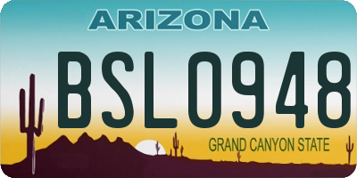 AZ license plate BSL0948