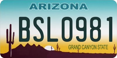 AZ license plate BSL0981