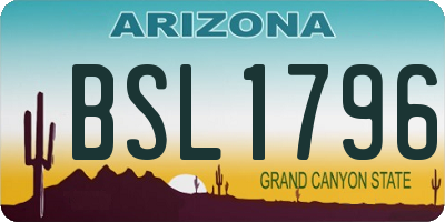 AZ license plate BSL1796