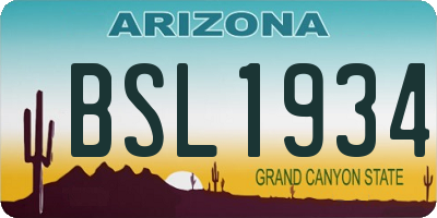 AZ license plate BSL1934