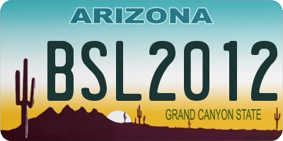 AZ license plate BSL2012