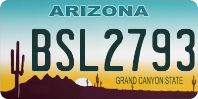 AZ license plate BSL2793