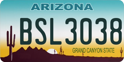 AZ license plate BSL3038