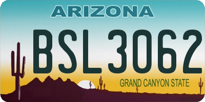 AZ license plate BSL3062