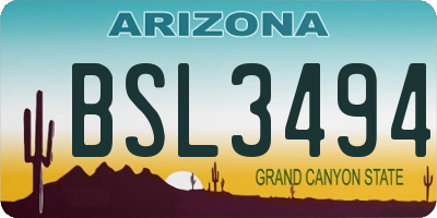 AZ license plate BSL3494