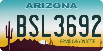 AZ license plate BSL3692