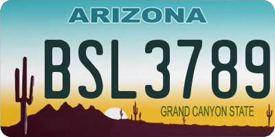 AZ license plate BSL3789