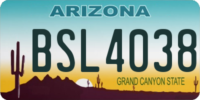 AZ license plate BSL4038