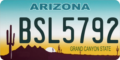 AZ license plate BSL5792