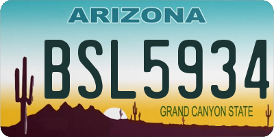 AZ license plate BSL5934