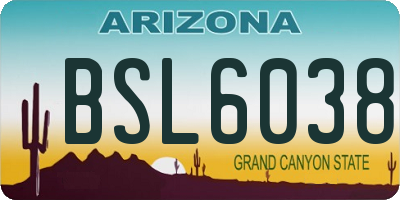 AZ license plate BSL6038