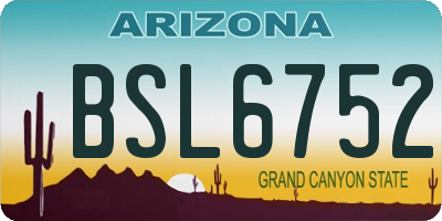 AZ license plate BSL6752