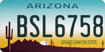 AZ license plate BSL6758